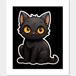 Cute Black Cat - Black Cats Halloween Posters and Art